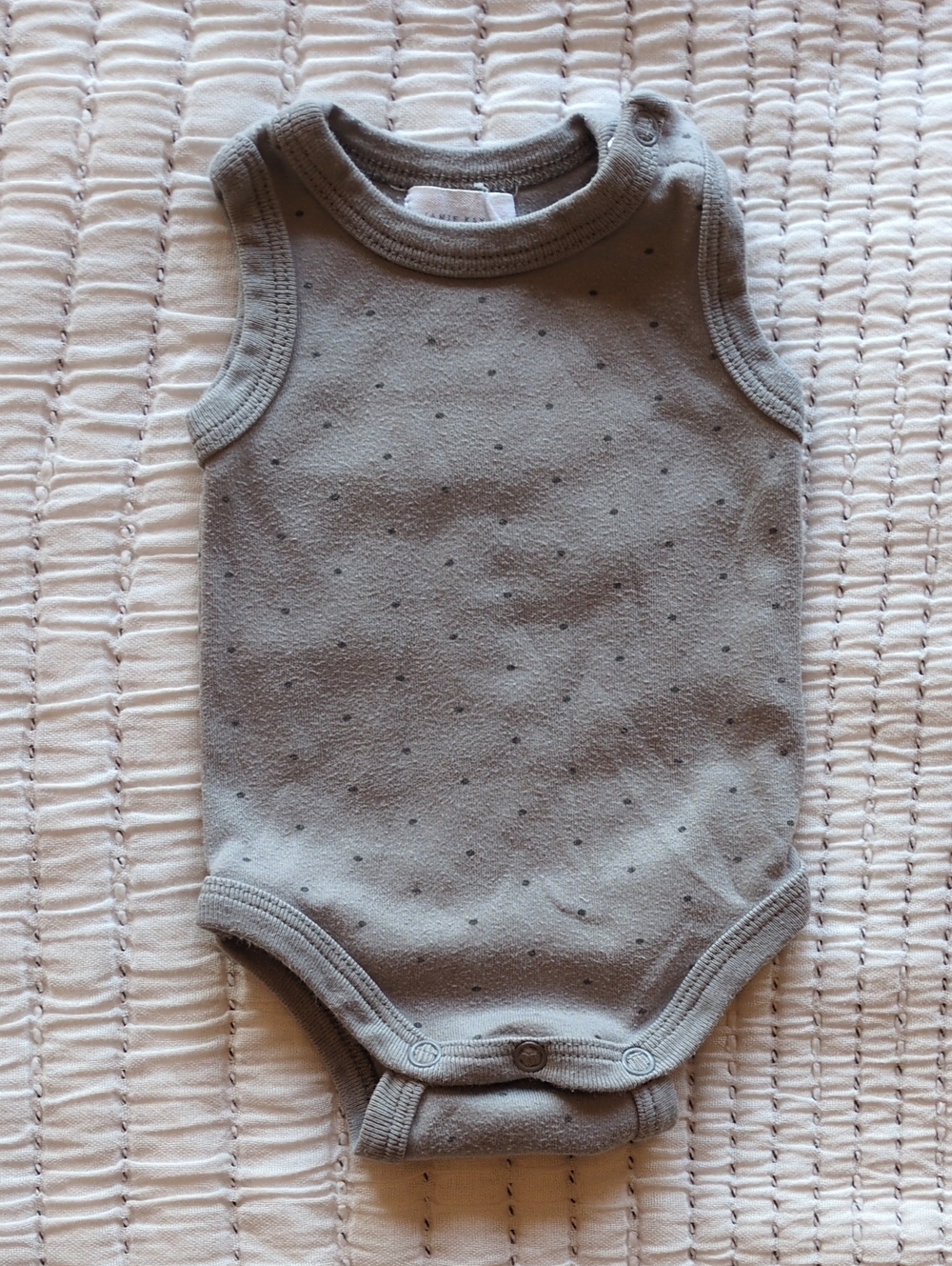 Jamie Kay Sleeveless Gray Polka Dot Onsie
